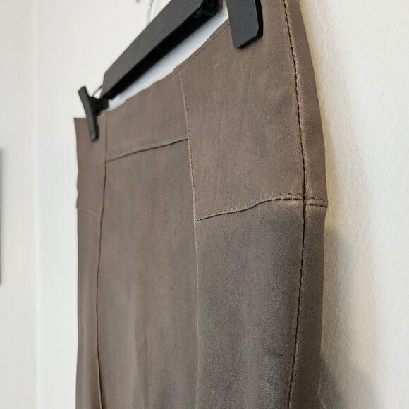 Cigno Nero Buttery Soft Brown Tan Tailored Austrian Leather Lined Mini Skirt 36 - Picture 3 of 10